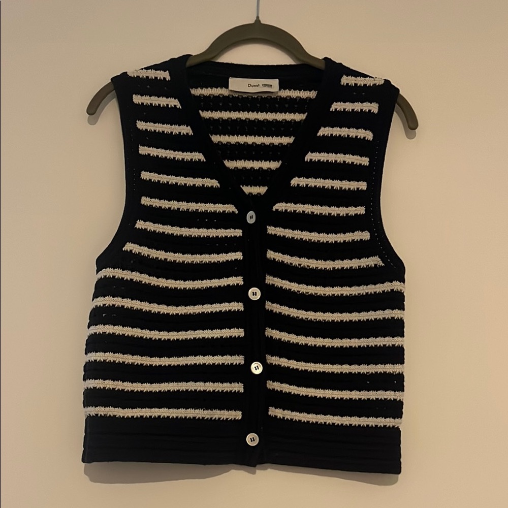 Black and White Striped Cardigan Sweater